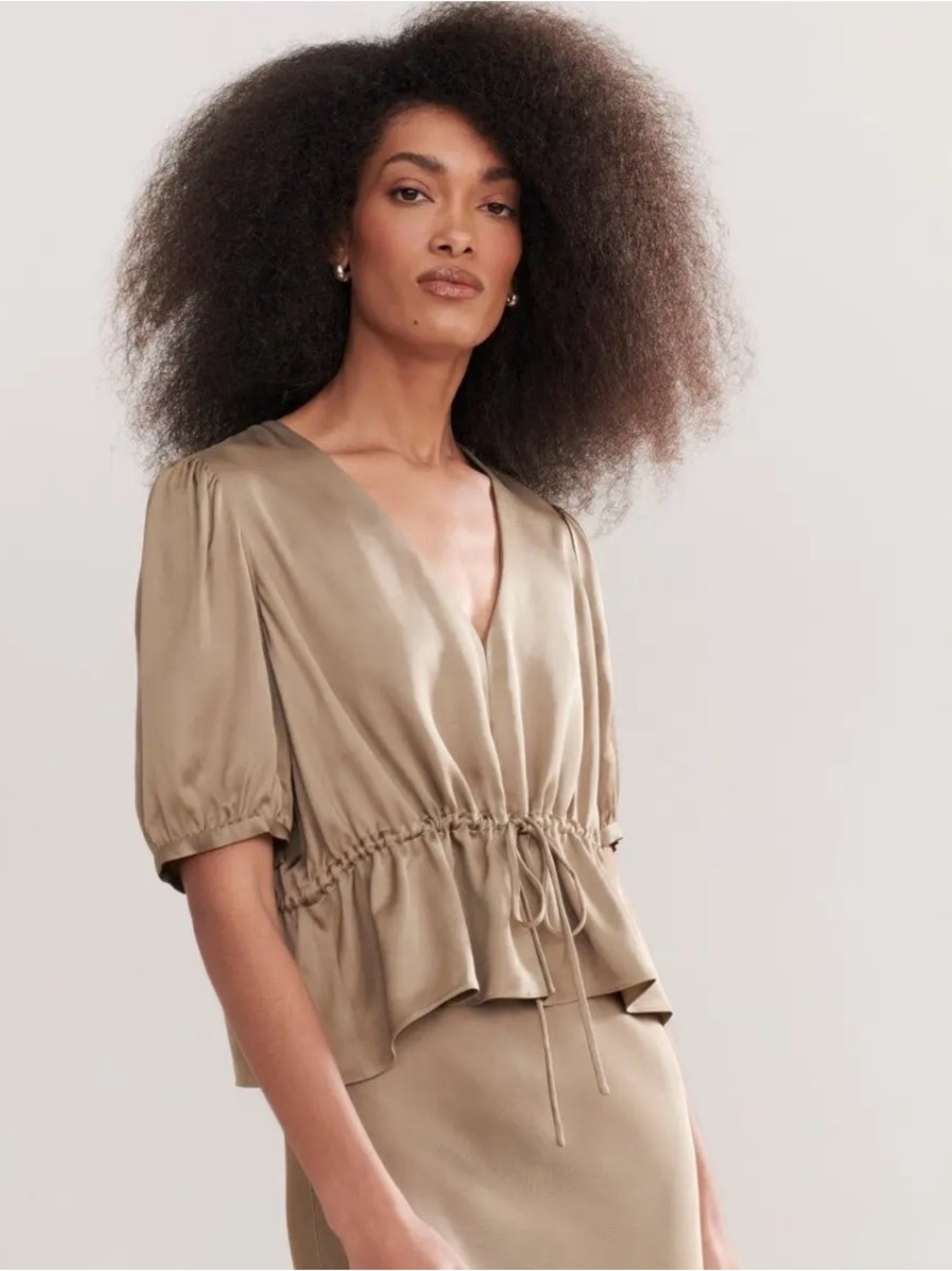 Jenni Kayne Taupe Sawyer Blouse Size XS